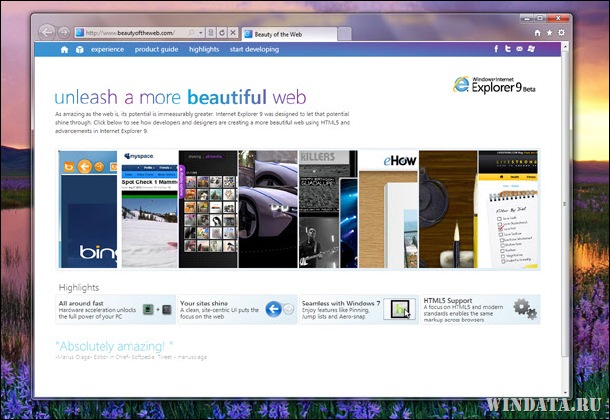 окно Internet Explorer 9